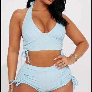 Fashion nova Terry clothe shorts set baby blue